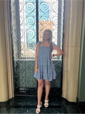 Gingham Blue Tie Bow Dress